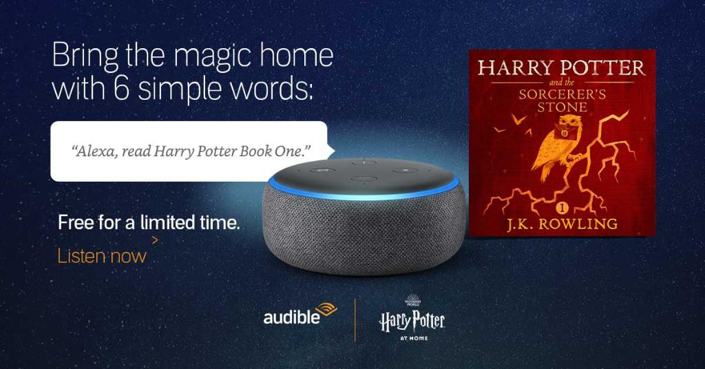 "Alexa, Read Harry Potter Book One" Audible Adds Free 'Harry Potter