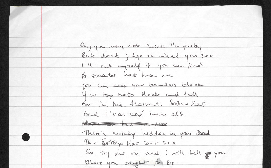 JKR_writing_Sorting_Hat_British_Library