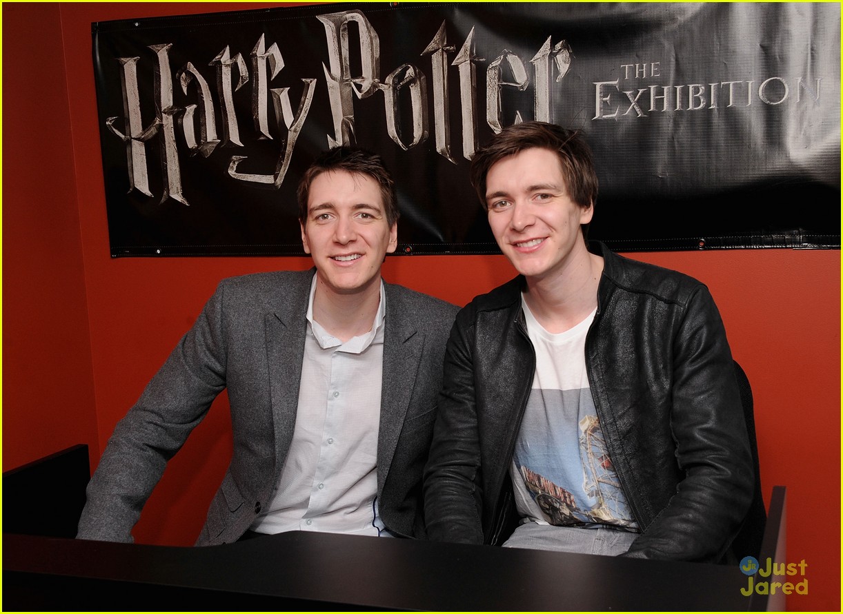 NEW YORK, NY - FEBRUARY 19:  Actors Oliver Phelps and James Phelps visit The Harry Potter Exhibit at Discovery Times Square on February 19, 2013 in New York City.  (Photo by Jamie McCarthy/Getty Images)