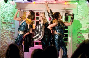 Donna and The Dynamos--(L to R) Tanya Chesham-Leigh (CHRISTINE BARANSKI), Donna Sheridan (MERYL STREEP) and Rosie Rice (JULIE WALTERS)--perform in the musical romantic comedy ?Mamma Mia!?